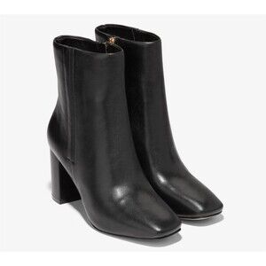 Cole Haan Women's Chrystie Square Toe Bootie Size 9.5 Black Leather - Worn Once